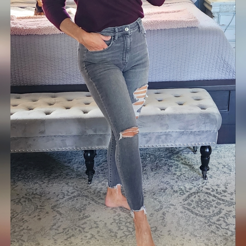AE gray super high rise jegging